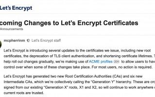 Let’s Encrypt 将启用新一代证书信任层级 Generation Y