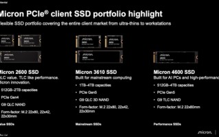 美光发布3610 SSD：全球首款PCIe 5.0 QLC设计！最高4TB