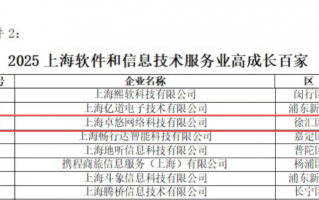 卓易旗下卓悠网络获“2025上海软件和信息技术服务业高成长百家”